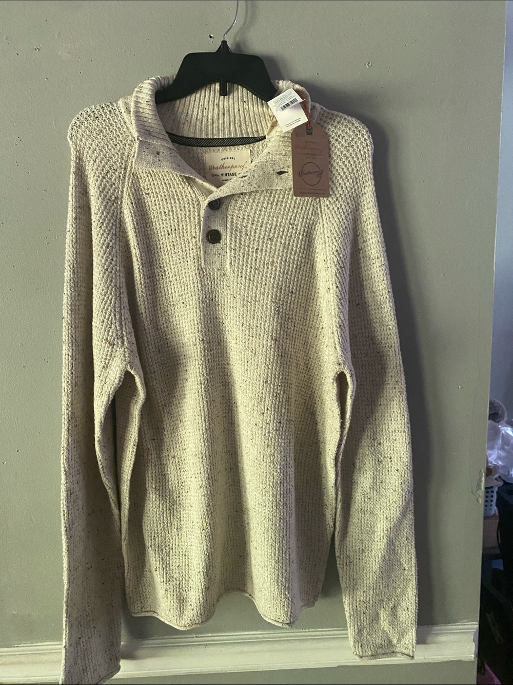 Weatherproof Men's Shawl Collar Knit Pullover Sweater - Beige